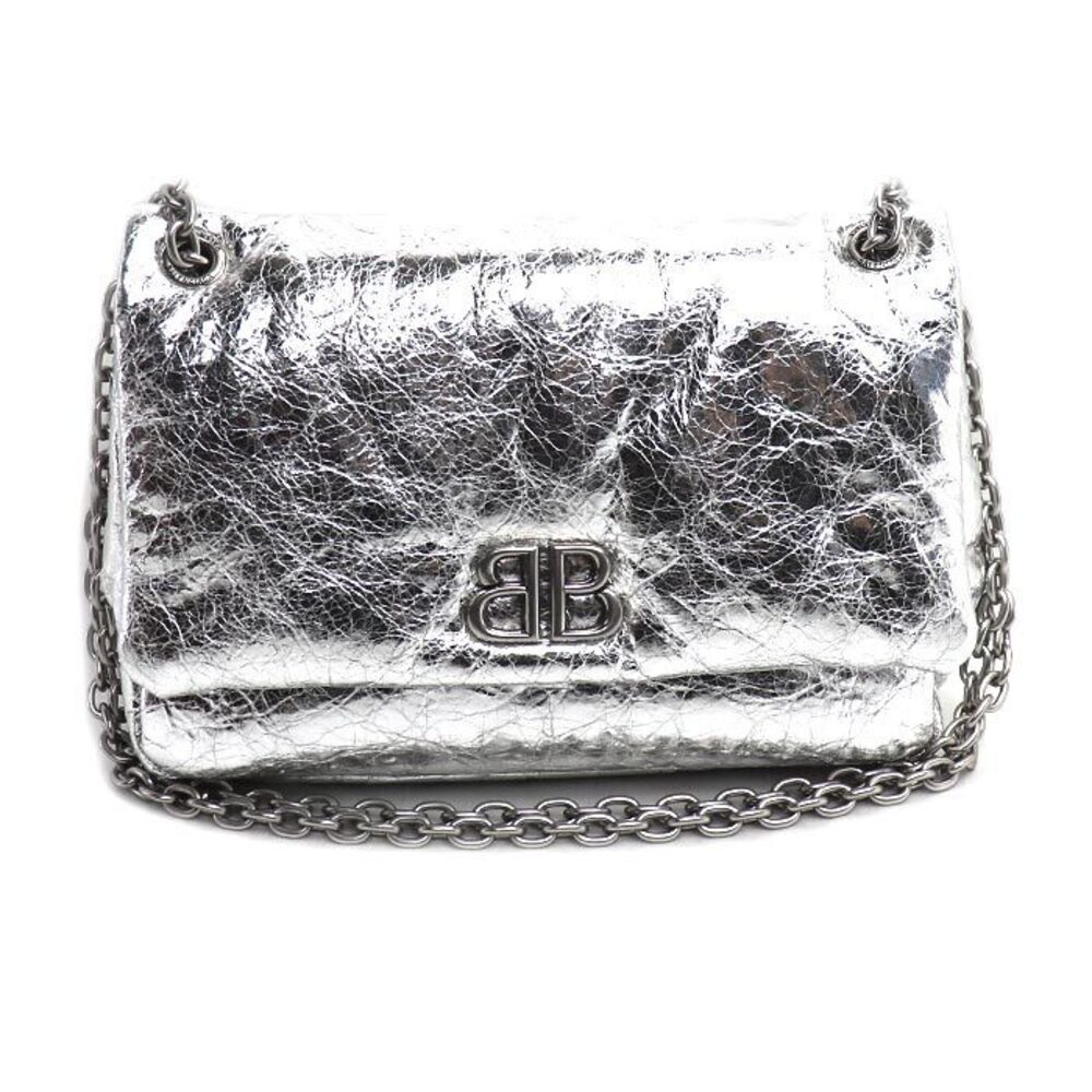 BALENCIAGA Monaco Chain Shoulder Bag Silver